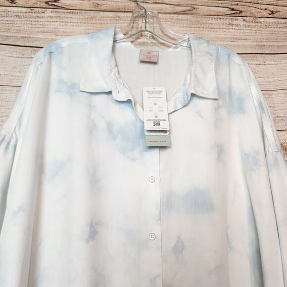 New With Tags Laurie Felt TENCEL Button-Front Shirt Tie Dyed Plus Size 3X - Picture 2 of 16